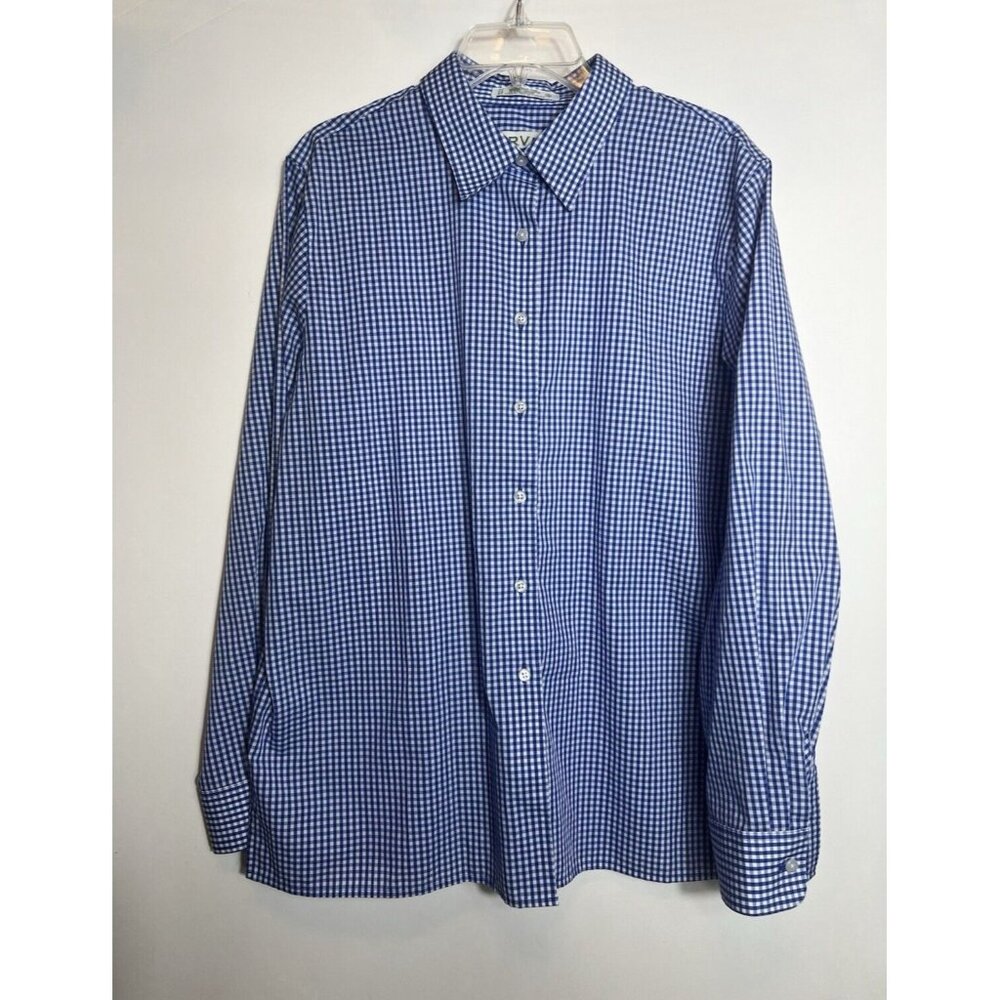 Orvis Wrinkle Free Long Sleeve Button Up Blue & White Check Men’s Shirt Sz‎ 18